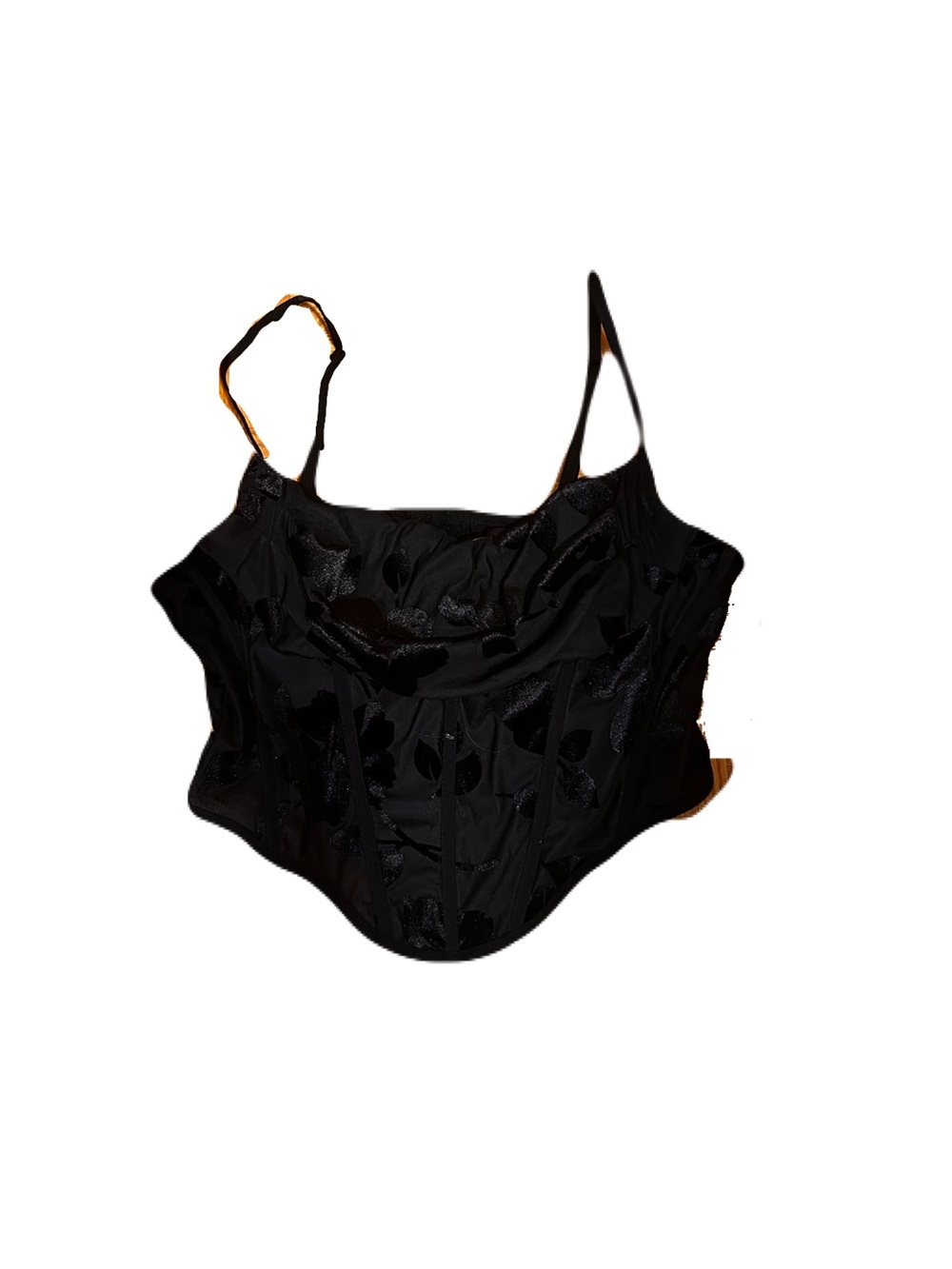 Garage Black Burn Out Velvet Corset Crop Top